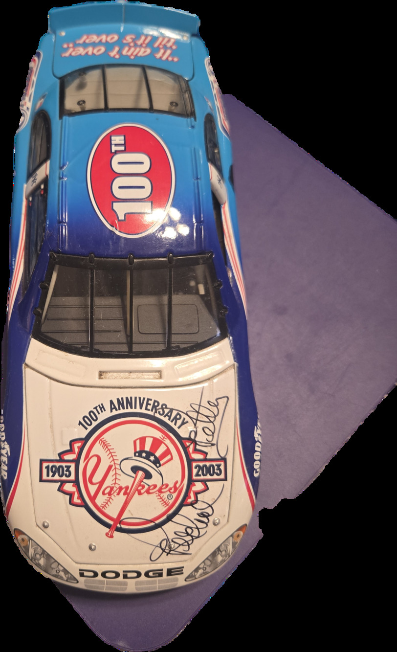 Action 1:24 Richard Petty Yogi Berra Signed NY Yankees 100th Dodge Diecast